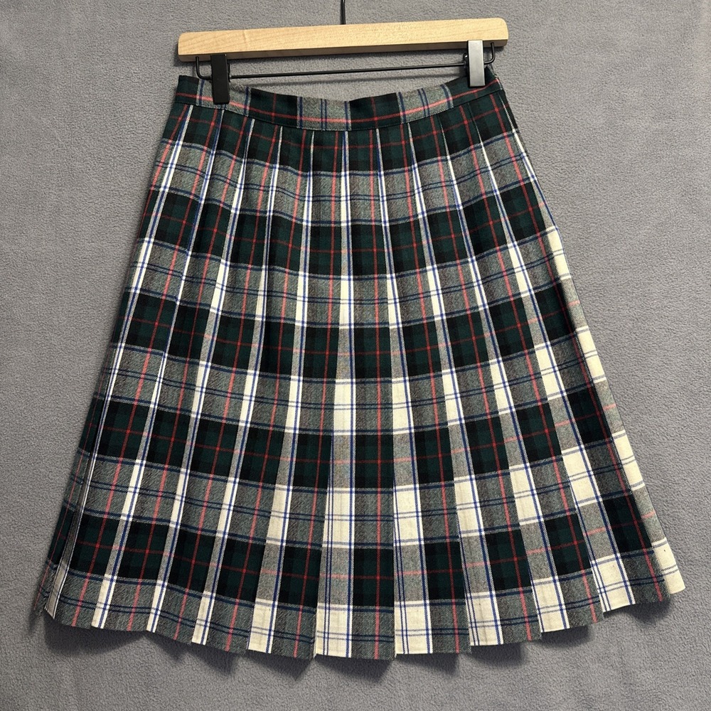 VTG Talbots 100% Wool Pleated Skirt Tartan Plaid Size 8 Prep School Academia USA